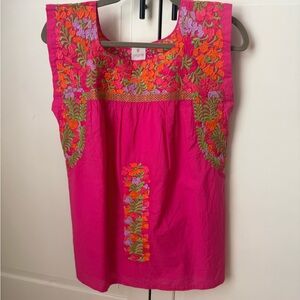 Elegant Fuchsia Embroidered Women's Blouse